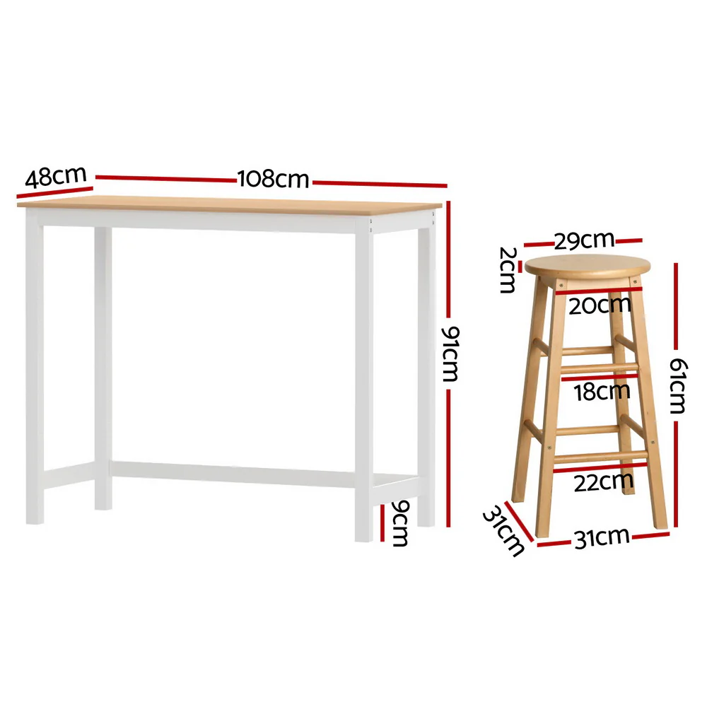 Artiss Bar Table and Stools Set Dining Desk Kitchen Chairs Cafe Pub - Image 58