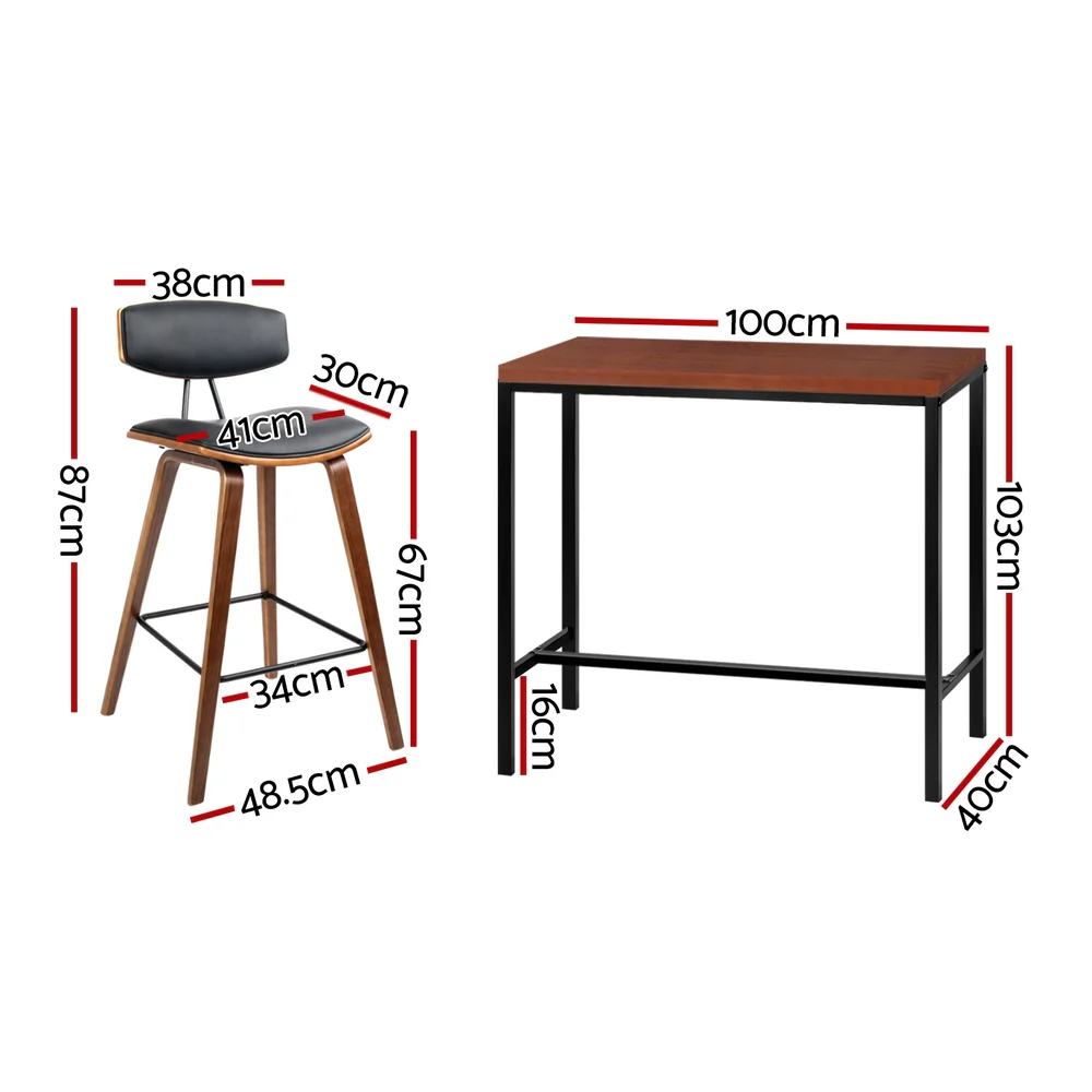 Artiss Bar Table and Stools Set Dining Desk Kitchen Chairs Cafe Pub - Image 9