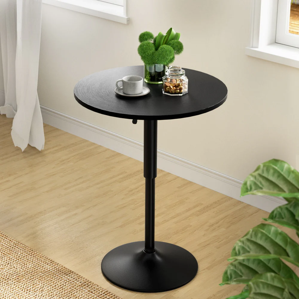 Artiss Bar Table Gas Lift Round Black - Image 6