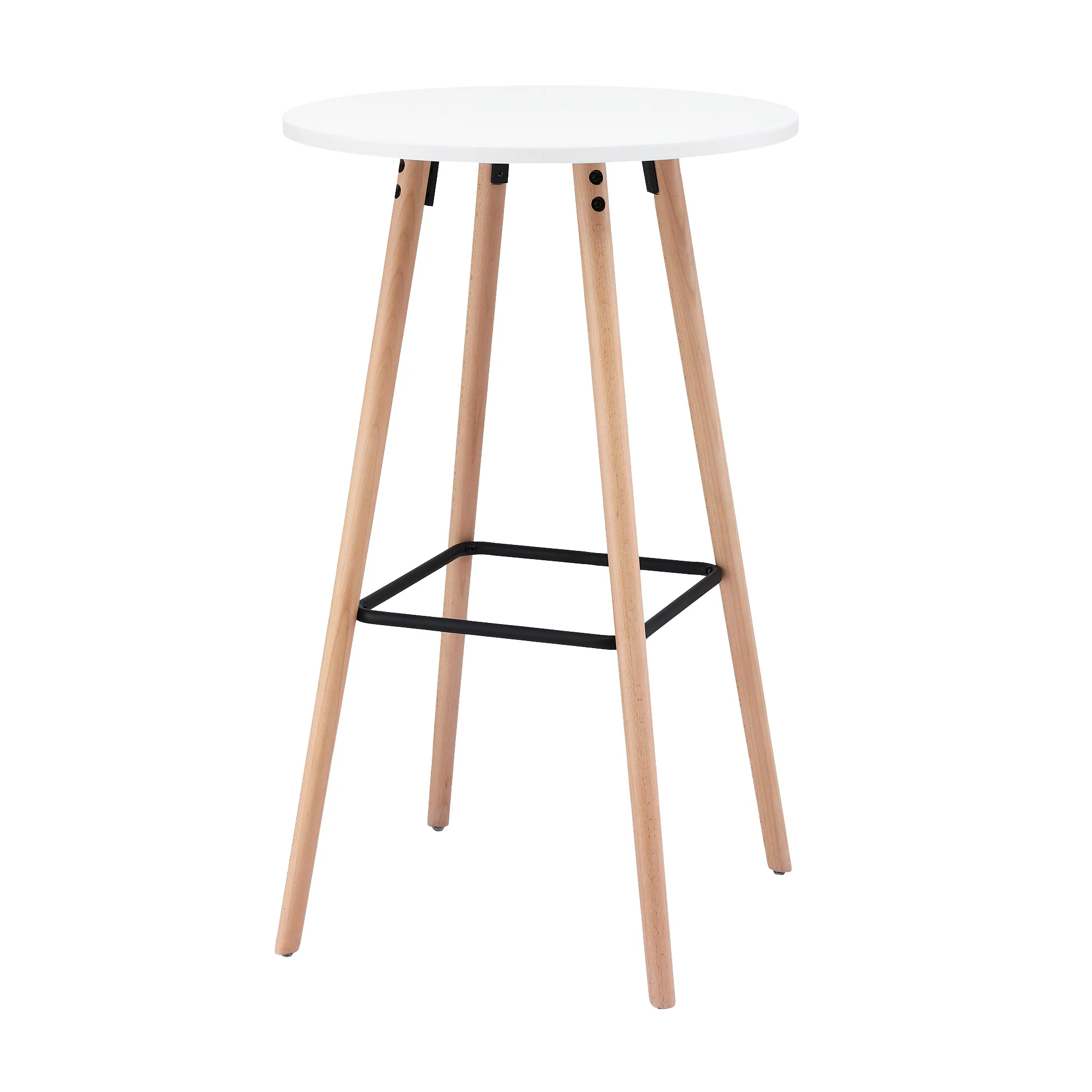 Artiss Bar Table Round Counter Kitchen Dining Desk Pub 98cm Height Wood White - Image 4