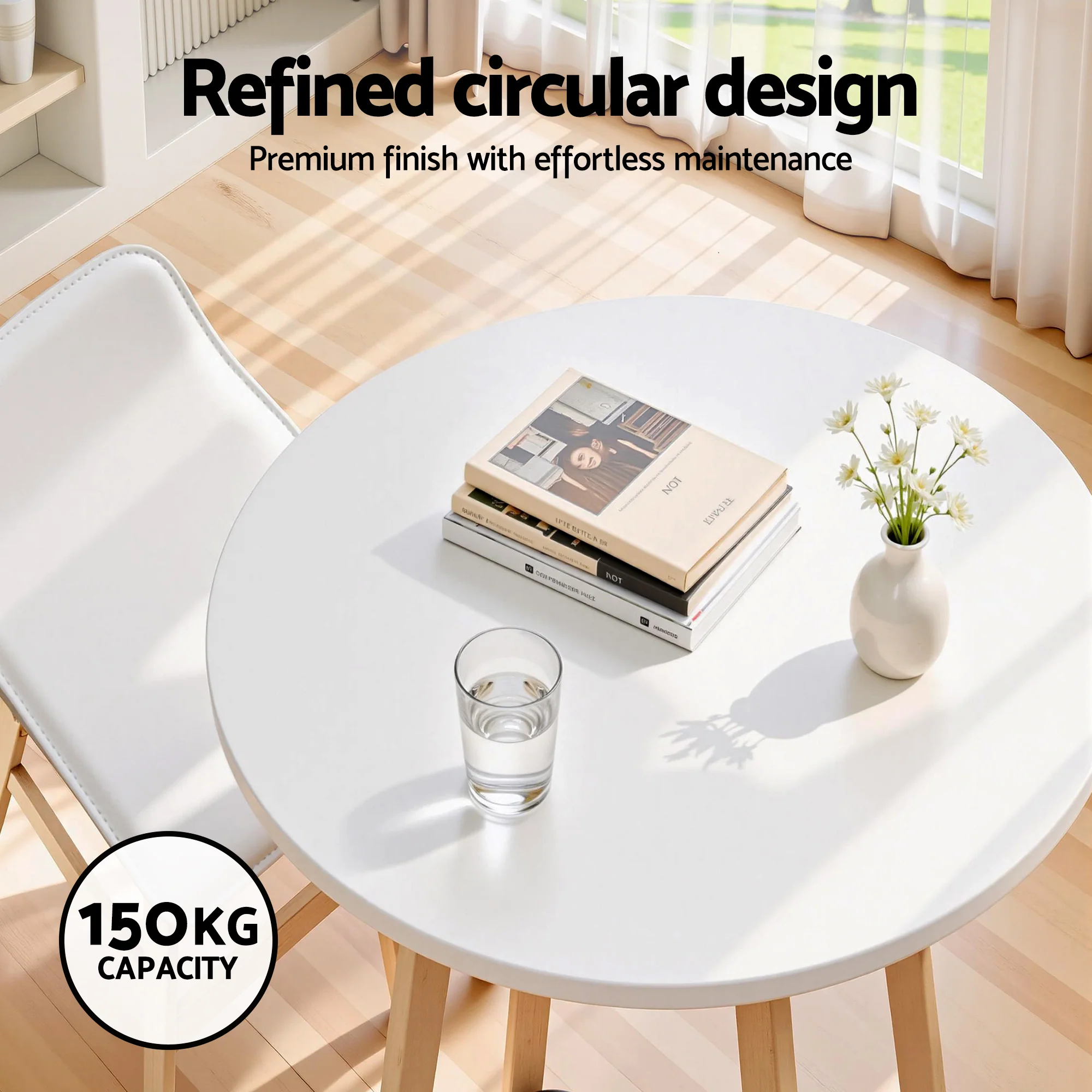 Artiss Bar Table Round Counter Kitchen Dining Desk Pub 98cm Height Wood White - Image 6