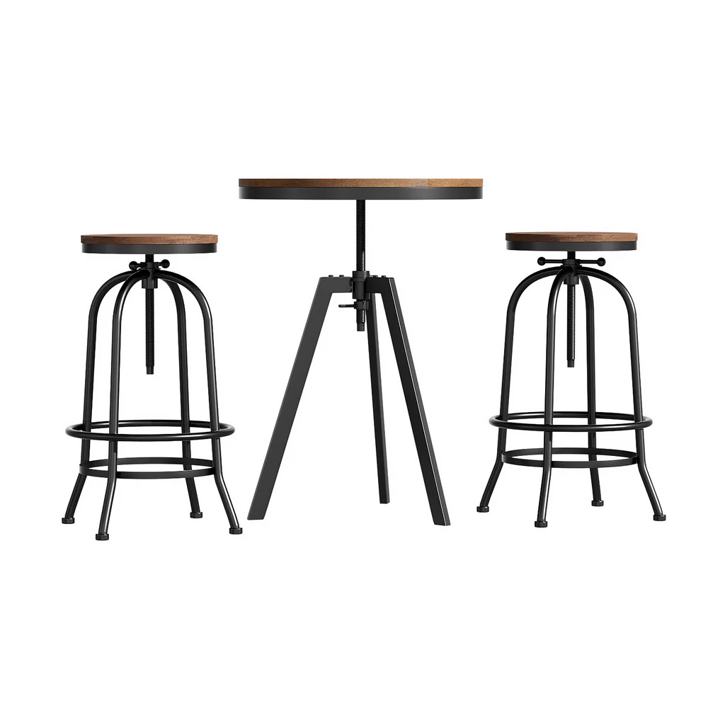 Artiss Bar Table Stools Set Dining Desk Industrial Style - Image 3