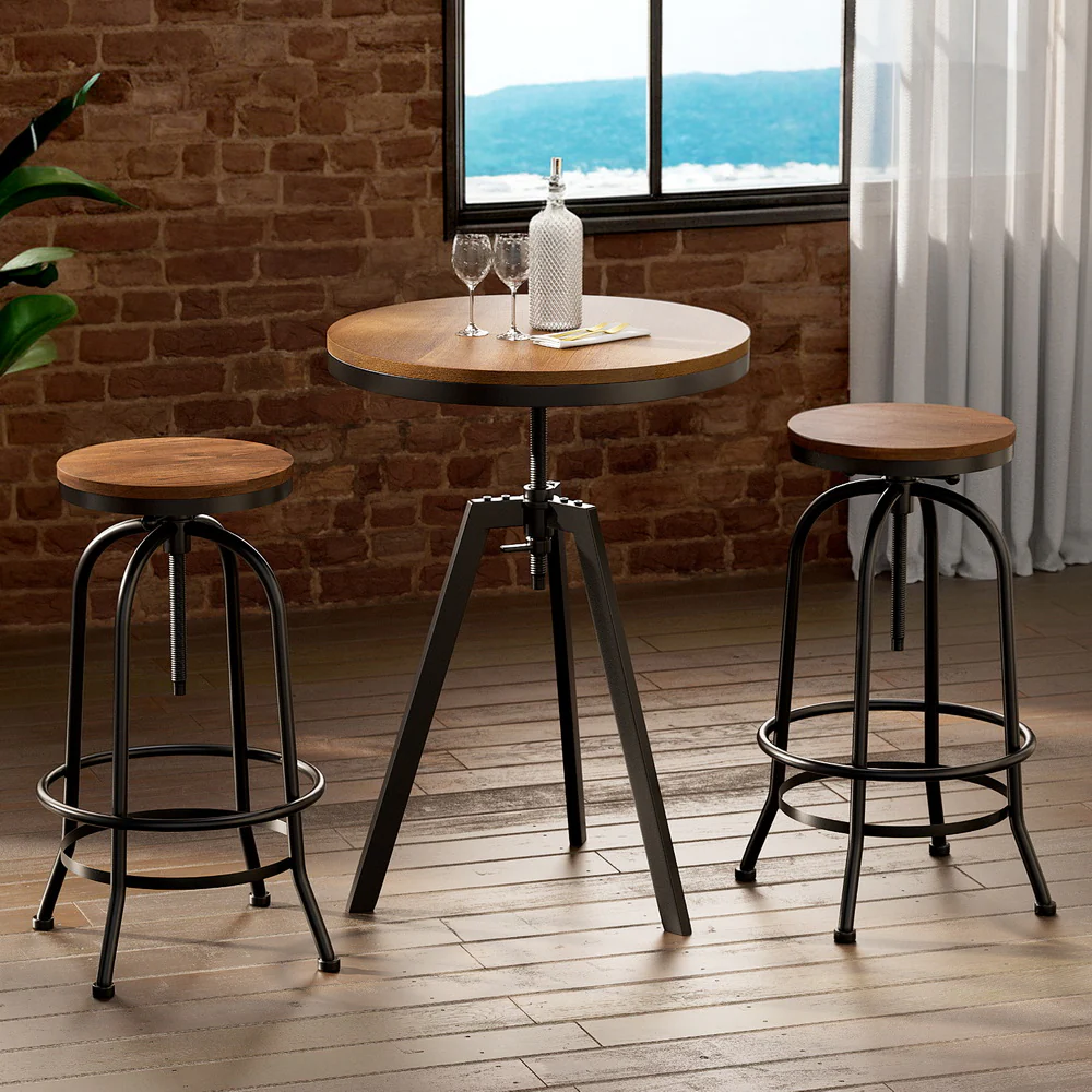 Artiss Bar Table Stools Set Dining Desk Industrial Style - Image 7