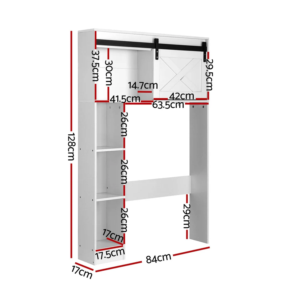 Artiss Bathroom Cabinet Over the Toilet Storage Organiser Laundry Shelf 128cm - Image 4