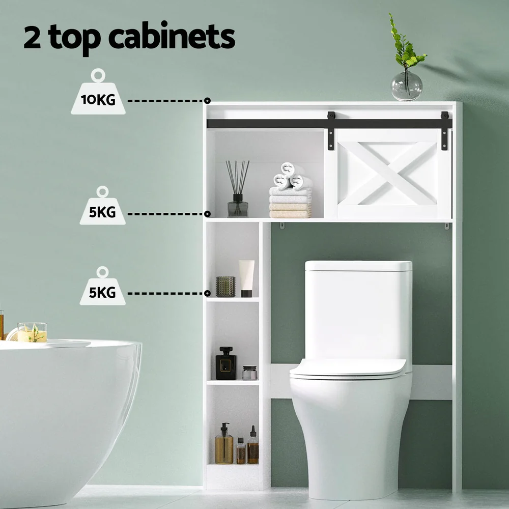 Artiss Bathroom Cabinet Over the Toilet Storage Organiser Laundry Shelf 128cm - Image 6