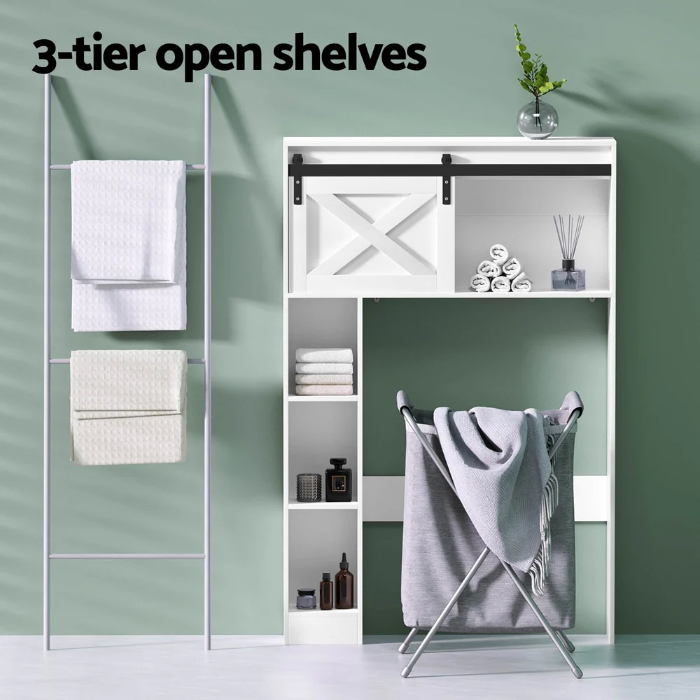 Artiss Bathroom Cabinet Over the Toilet Storage Organiser Laundry Shelf 128cm - Image 7