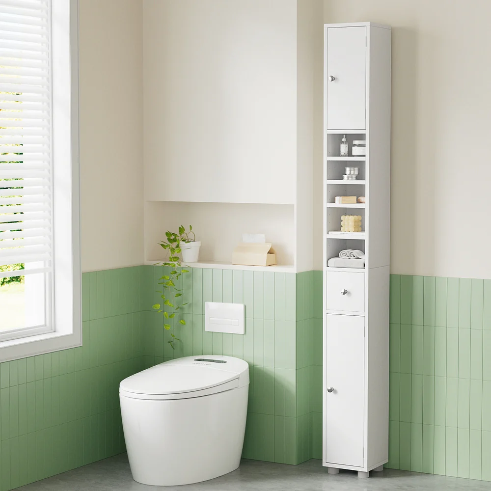 Artiss Bathroom Storage Cabinet 180cm Tall Slim Floor Cupboard Toilet Narrow Linen Tower - Image 6