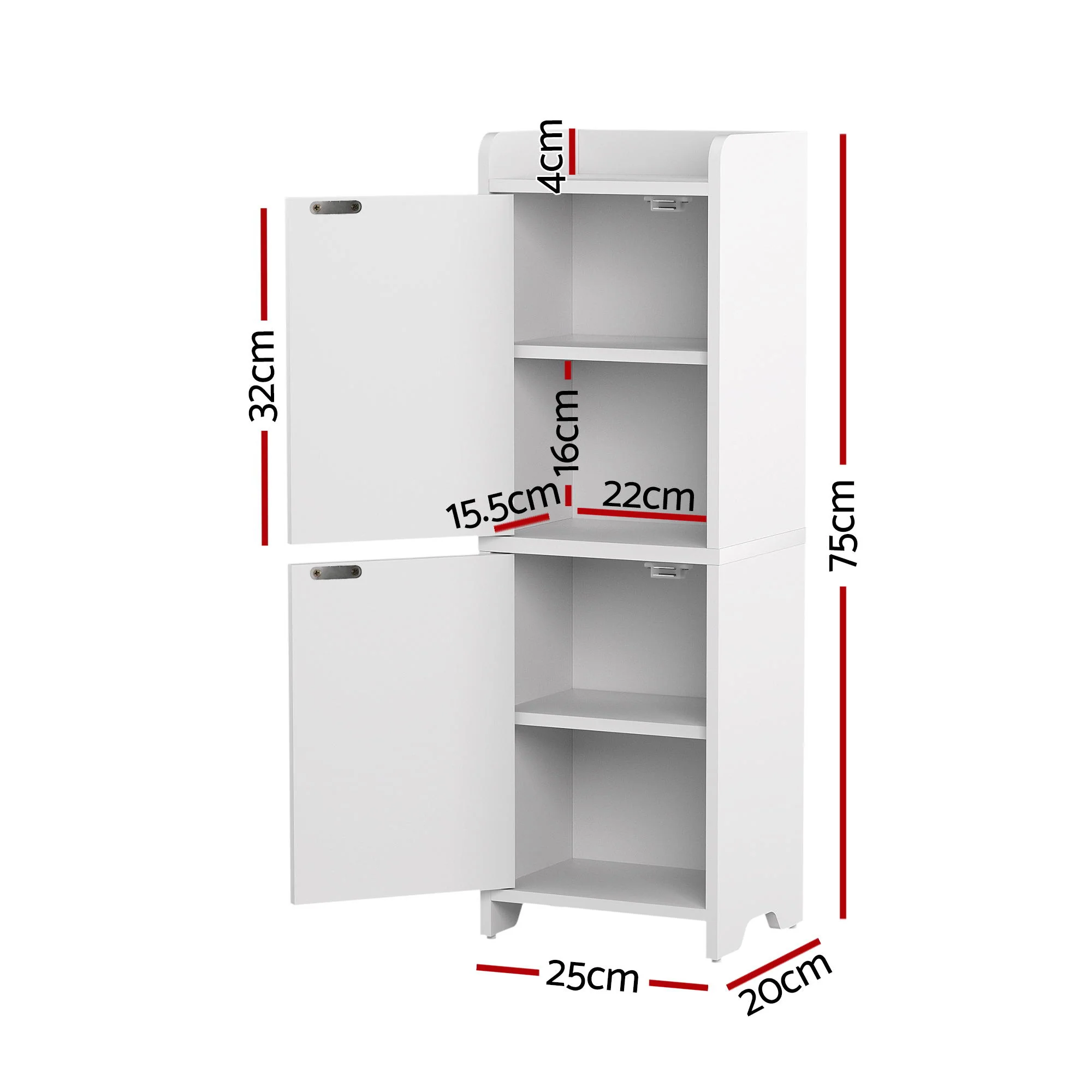 Artiss Bathroom Storage Cabinet 75cm Adjustable Shelf White - Image 3