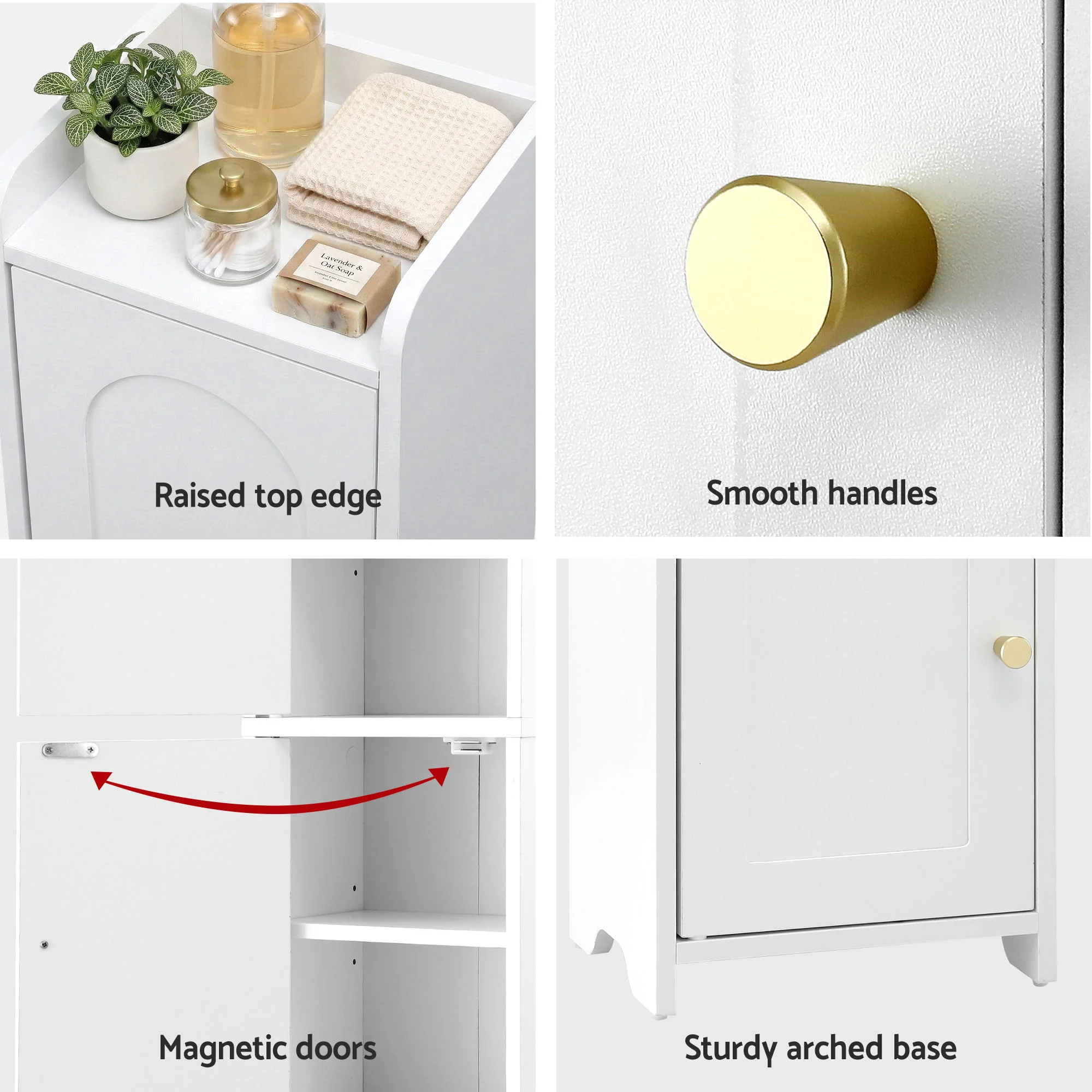 Artiss Bathroom Storage Cabinet 75cm Adjustable Shelf White - Image 7