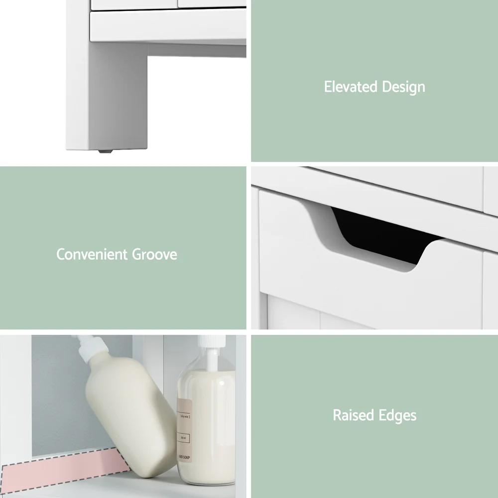 Artiss Bathroom Storage Cabinet 89cm Floor Toilet Drawer Bedroom Organizer Standing White - Image 5
