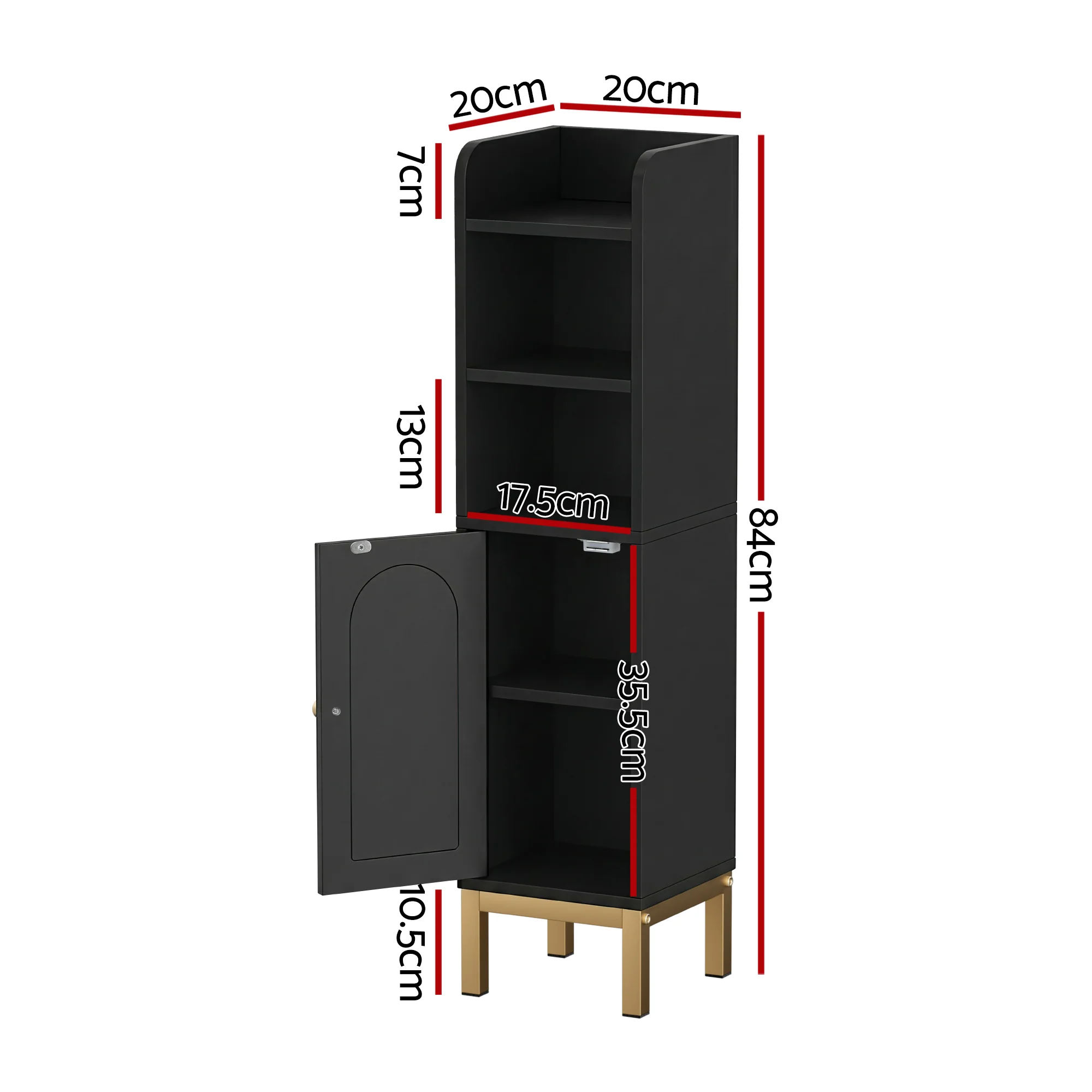 Artiss Bathroom Storage Cabinet Floor Organizer Toilet Corner Adjustable Black - Image 2