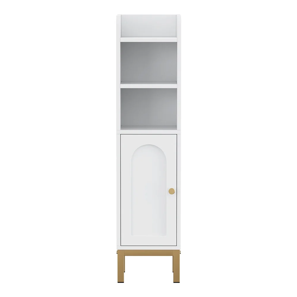 Artiss Bathroom Storage Cabinet Floor Organizer Toilet Corner Adjustable Shelf with Door White - Image 4