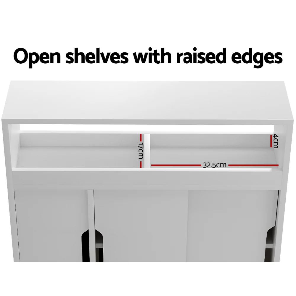 Artiss Bathroom Storage Cabinet Toilet Caddy Shelf 3 Doors With Wheels White - Image 6