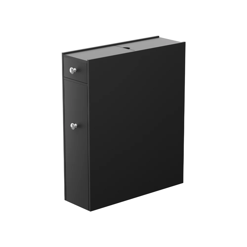 Artiss Bathroom Storage Cabinet Toilet Slim Tissue Box Caddy Holder Side Wooden Black - Image 4