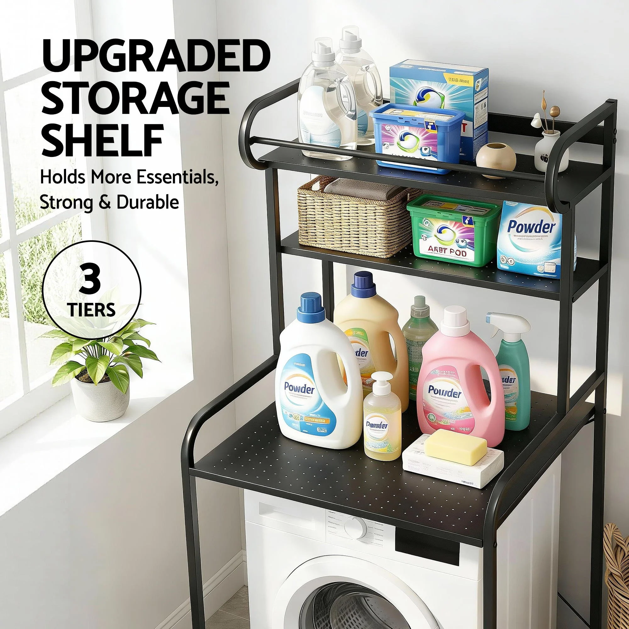 Artiss Bathroom Storage Shelf Over Washing Machine Toilet 3 Tier - Image 5