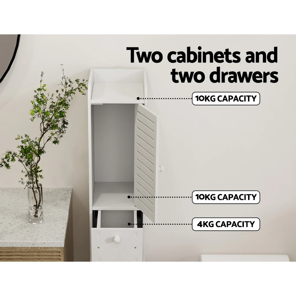 Artiss Bathroom Toilet Storage Cabinet Laundry Tallboy Cupboard Slim Corner - Image 4