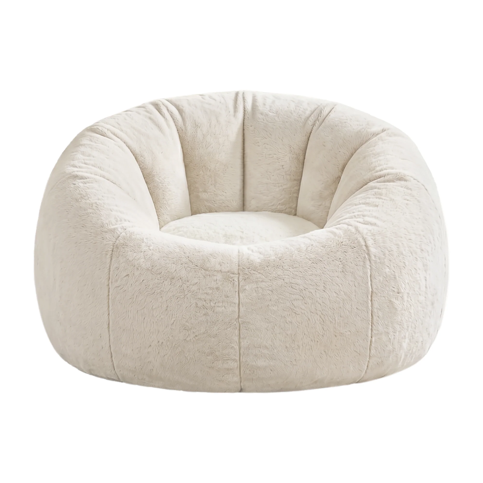 Artiss Bean Bag Chair Cover (No Filler) Soft Faux Fur Beanbag Cover Large Round Stuffed Animal Storage Bean Bag Cover Washable Lazy Sofa Cover for Adults Kids Teens, Beige - Image 2