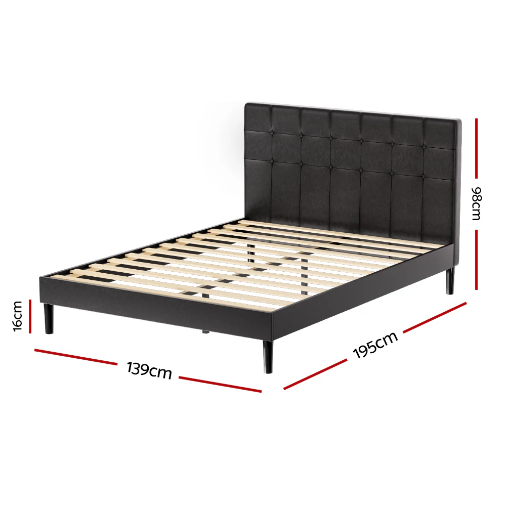 Artiss Bed Frame Double Size LED Black RAVI - Image 2