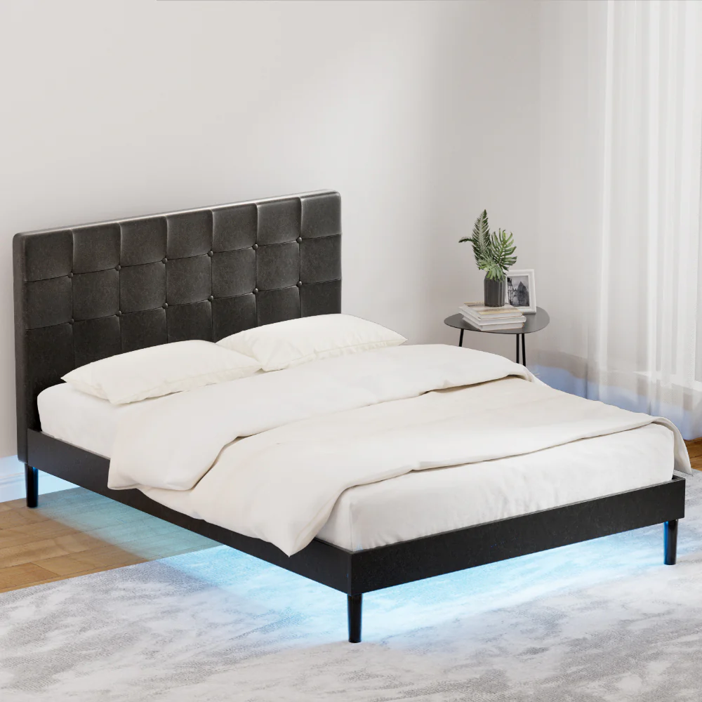 Artiss Bed Frame Double Size LED Black RAVI - Image 5