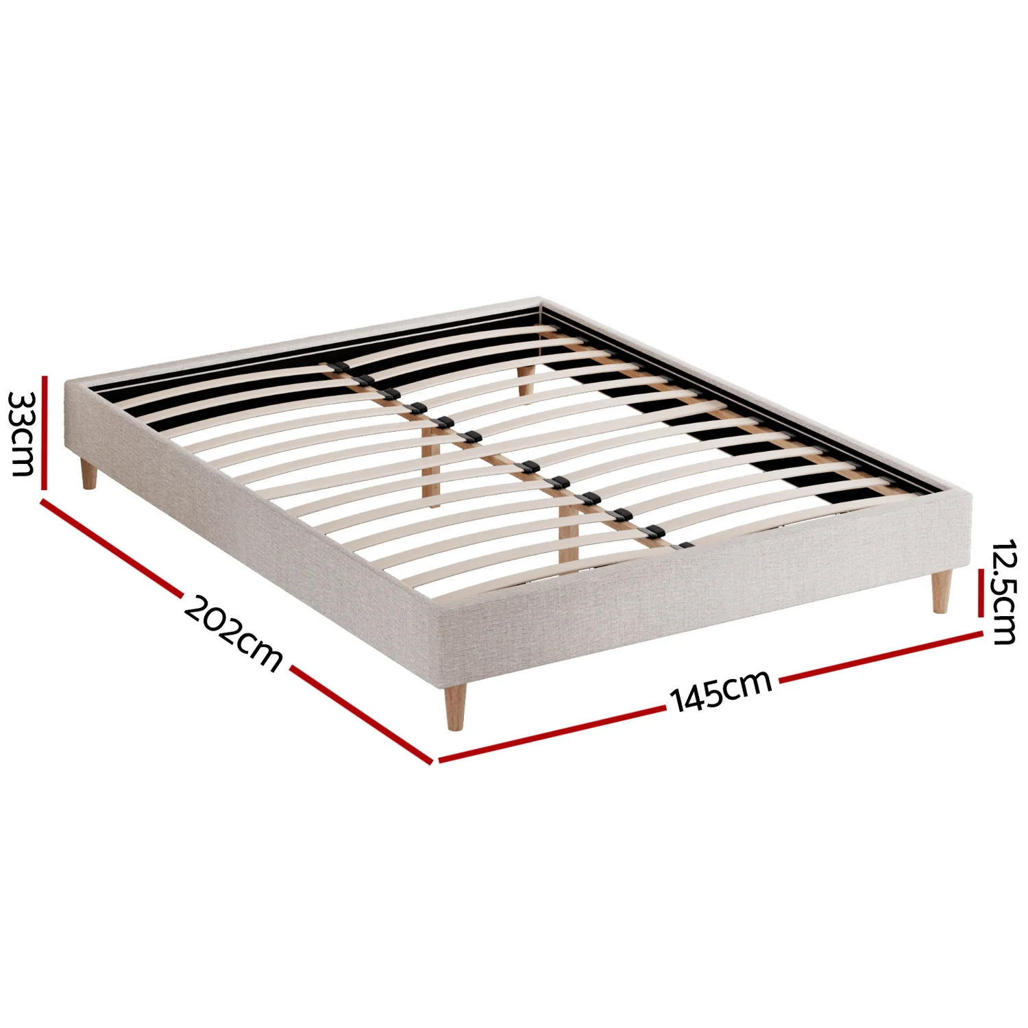 Artiss Bed Frame Double Size Beige ZORA - Image 3