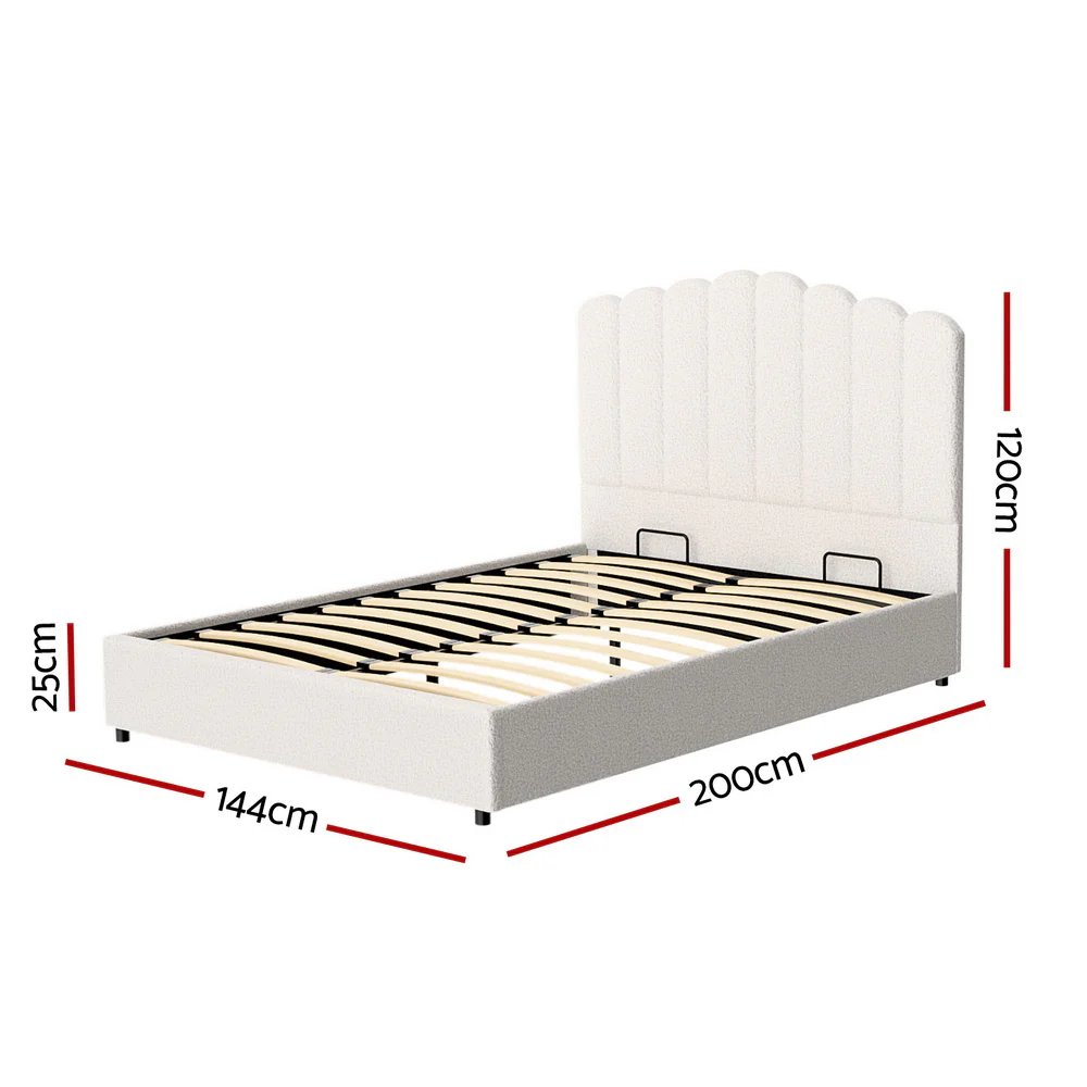 Artiss Bed Frame Double Size Boucle FION - Image 3