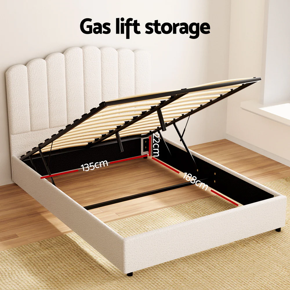 Artiss Bed Frame Double Size Boucle FION - Image 6