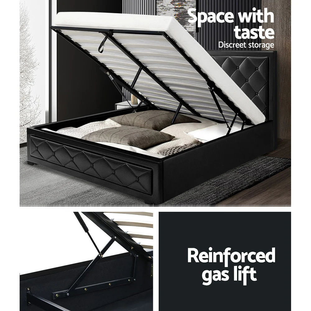 Artiss Bed Frame Double Size Gas Lift Black TIYO - Image 5