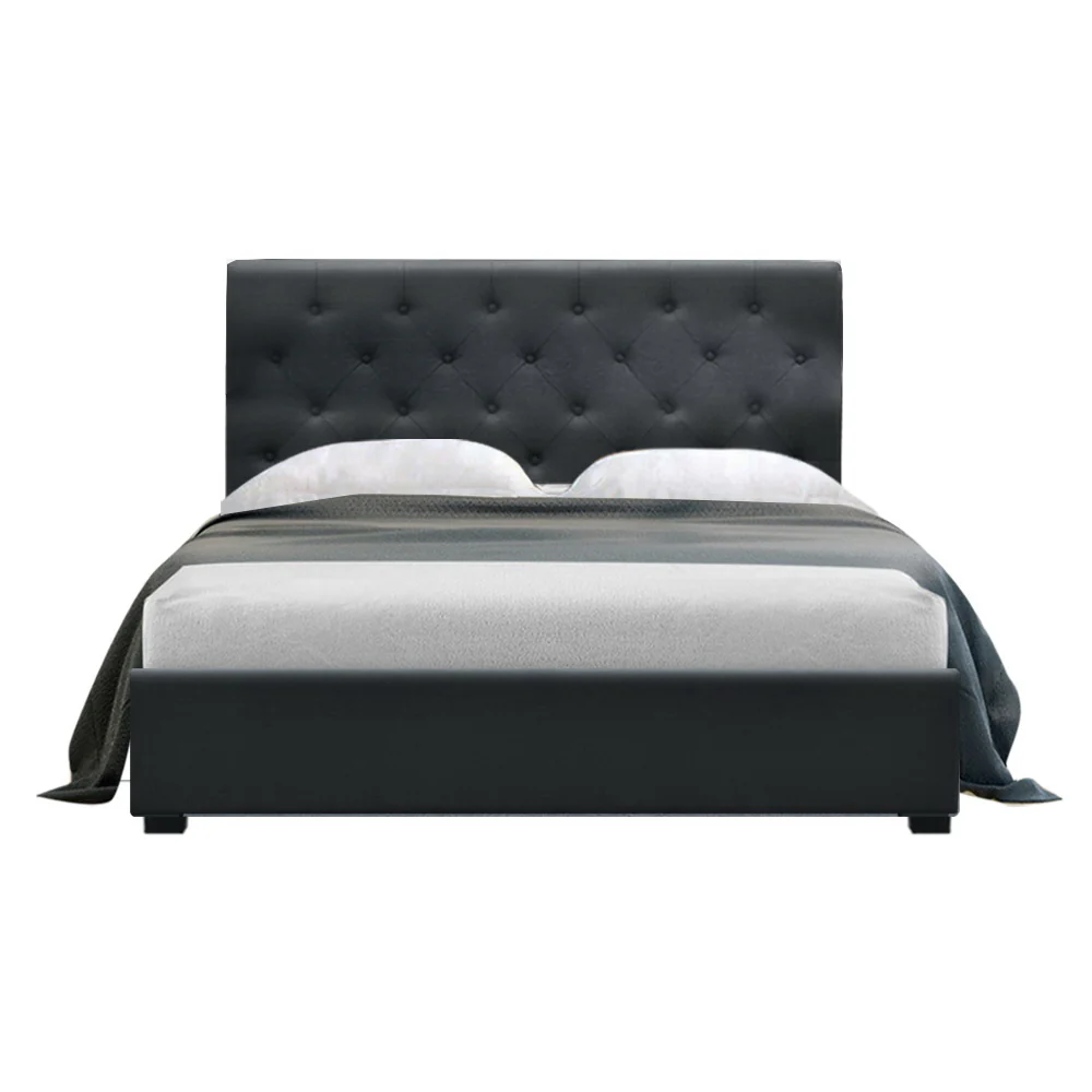 Artiss Bed Frame Double Size Gas Lift Charcoal VILA - Image 3