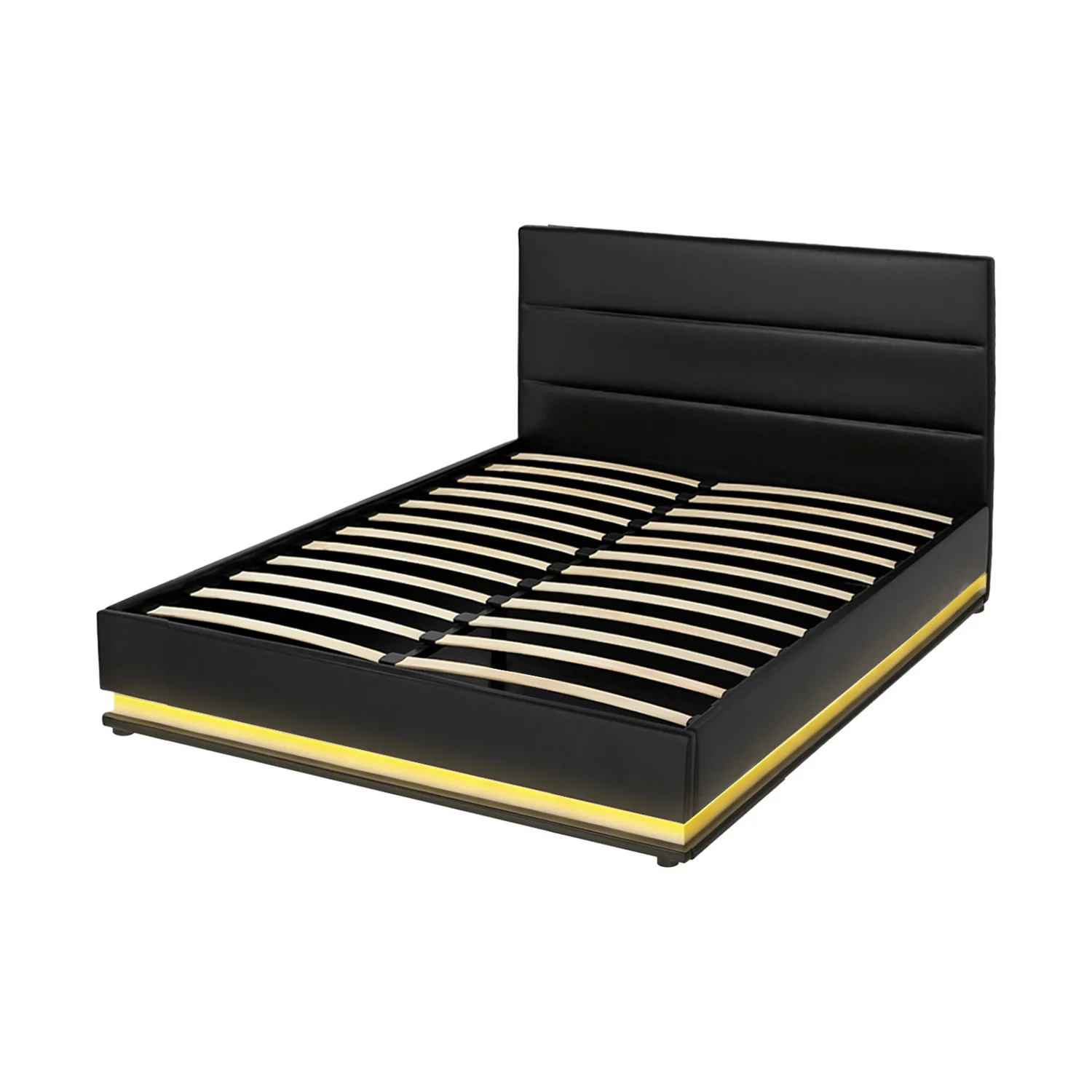 Artiss Bed Frame Double Size LED Gas Lift Black LUMI - Image 2