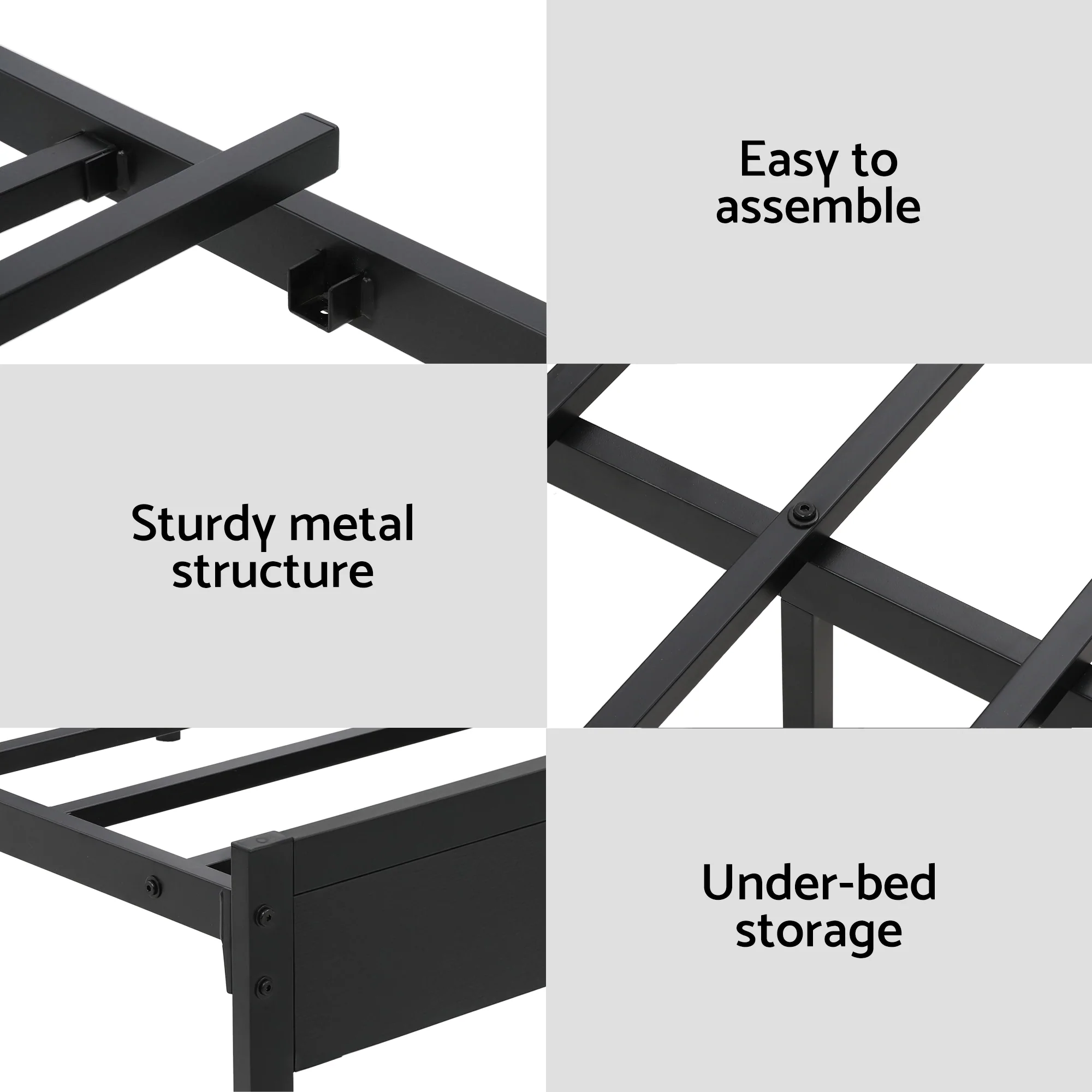 Artiss Bed Frame Double Size LED Metal Bed Base with Charging Station - Image 6