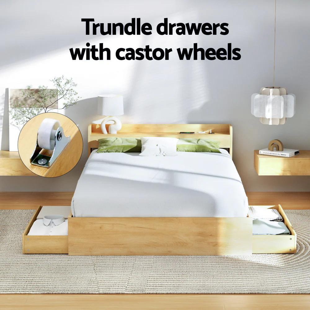 Artiss Bed Frame Double Size with Charging Ports and 2 Drawers AURA - Image 5