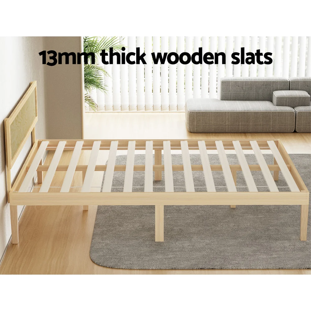Artiss Bed Frame Double Size Wooden Base Mattress Platform Timber Pine YUMI - Image 5