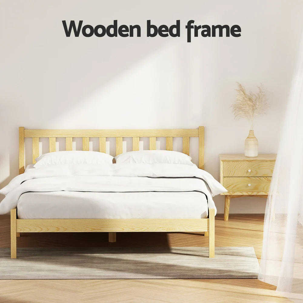 Artiss Bed Frame Double Size Wooden Oak SOFIE - Image 5