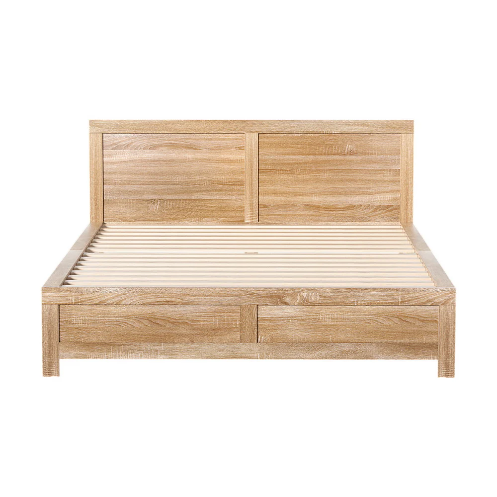 Artiss Bed Frame Double Size Wooden OATMEAL - Image 3