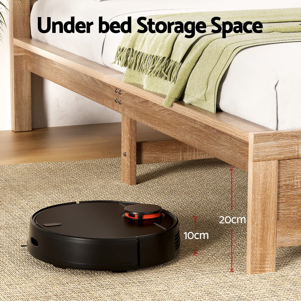 Artiss Bed Frame Double Size Wooden OATMEAL - Image 4