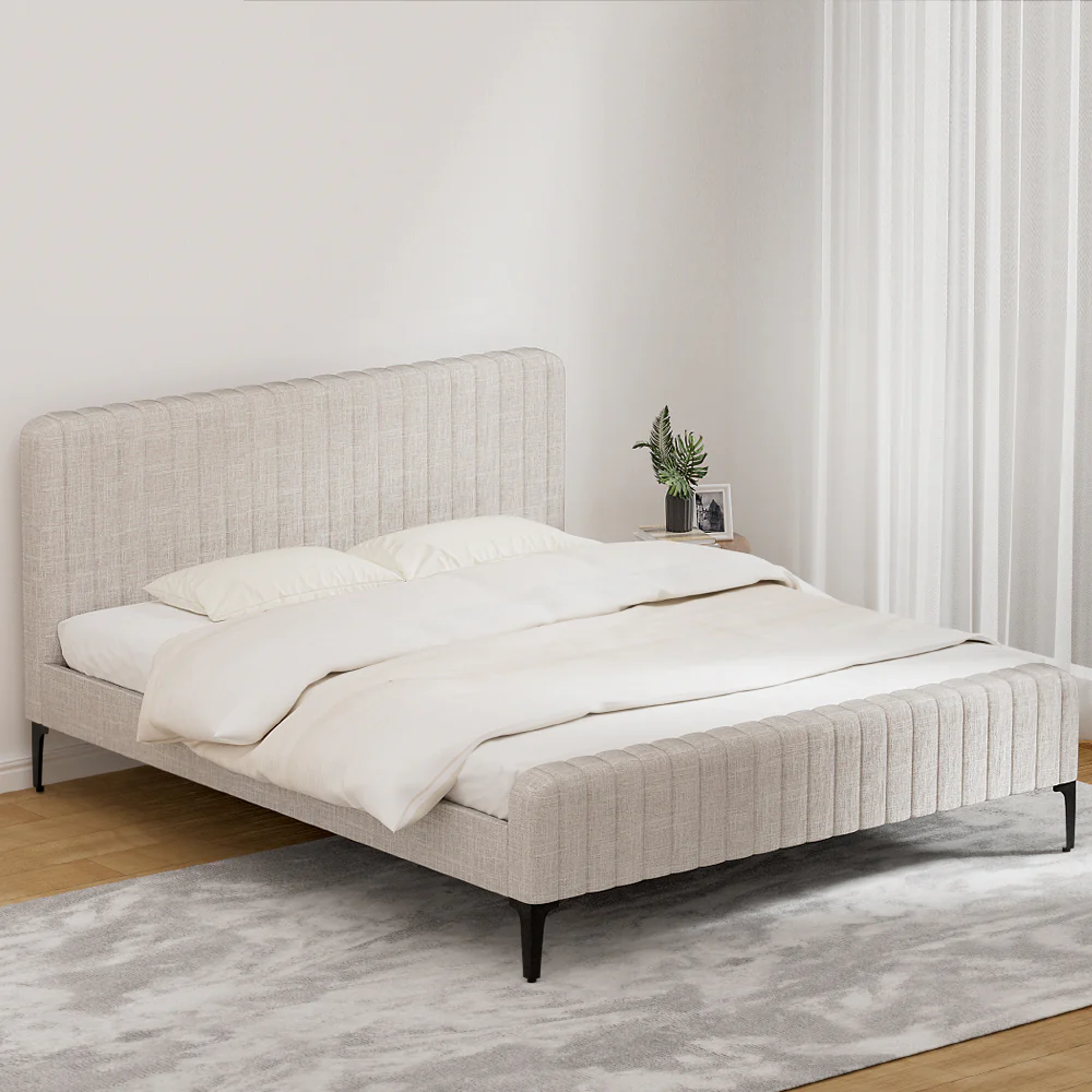 Artiss Bed Frame King Size Beige AMMY - Image 5
