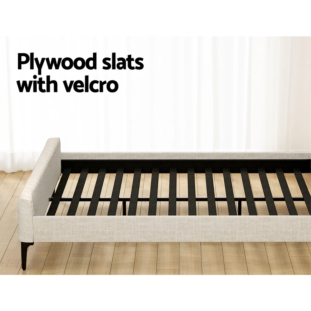 Artiss Bed Frame King Size Beige AMMY - Image 6