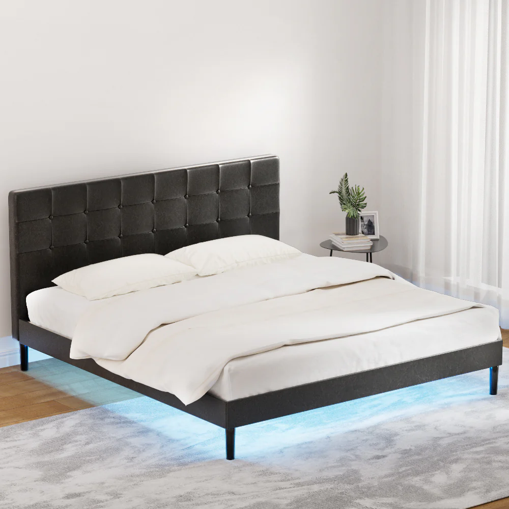 Artiss Bed Frame King Size LED Black RAVI - Image 5