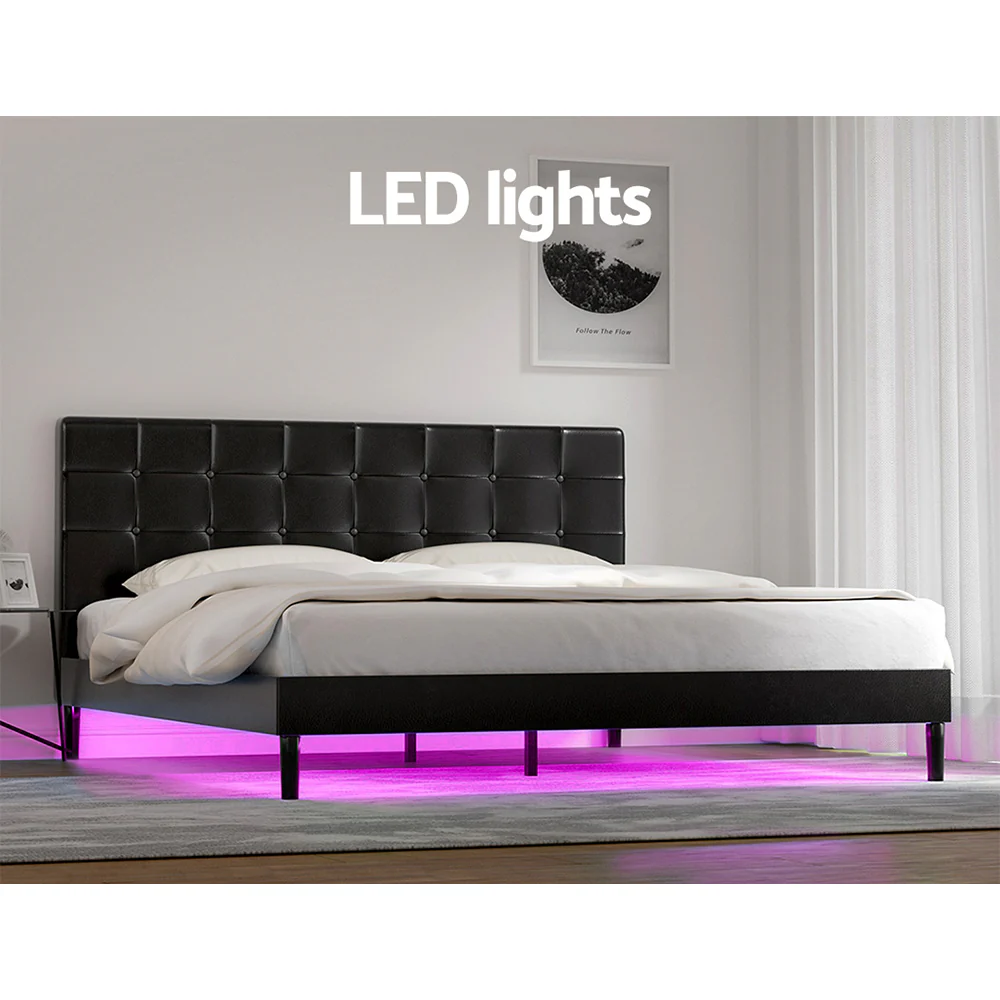 Artiss Bed Frame King Size LED Black RAVI - Image 6