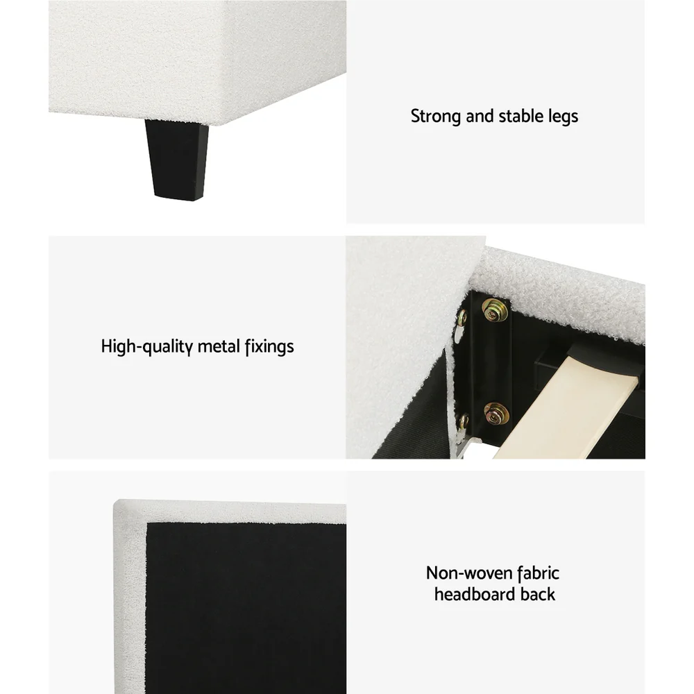 Artiss Bed Frame King Single Size Boucle NEO - Image 6