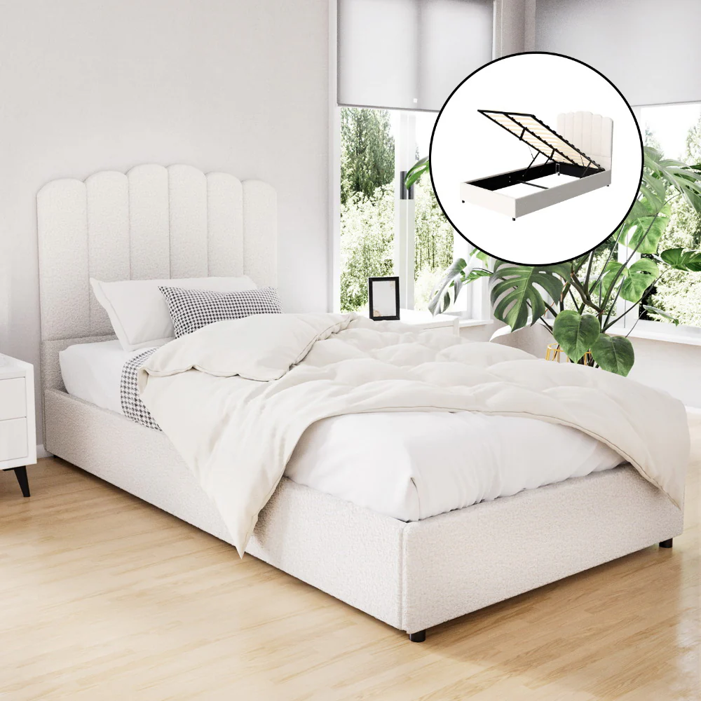 Artiss Bed Frame King Single Size Boucle FION - Image 2