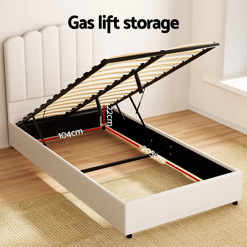 Artiss Bed Frame King Single Size Boucle FION - Image 6