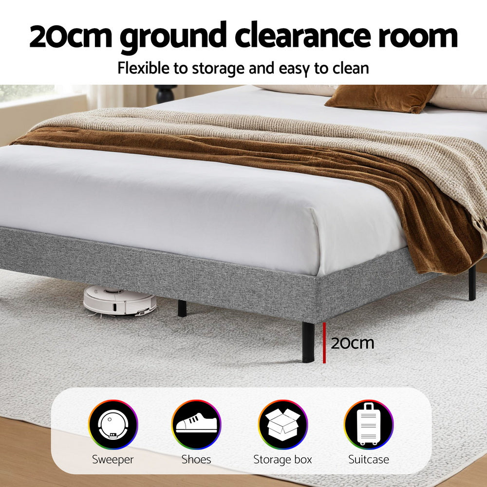 Artiss Bed Frame King Single Size LED Mattress Base Platform with Storage Shelf Hidden Storage Box Grey - Image 7