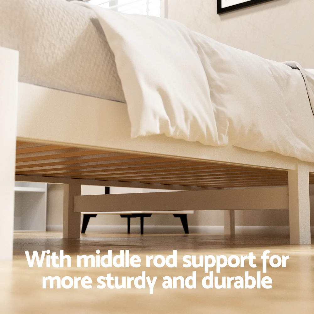 Artiss Bed Frame King Single Size Wooden Platform with 2 Storage Drawers White - Image 5