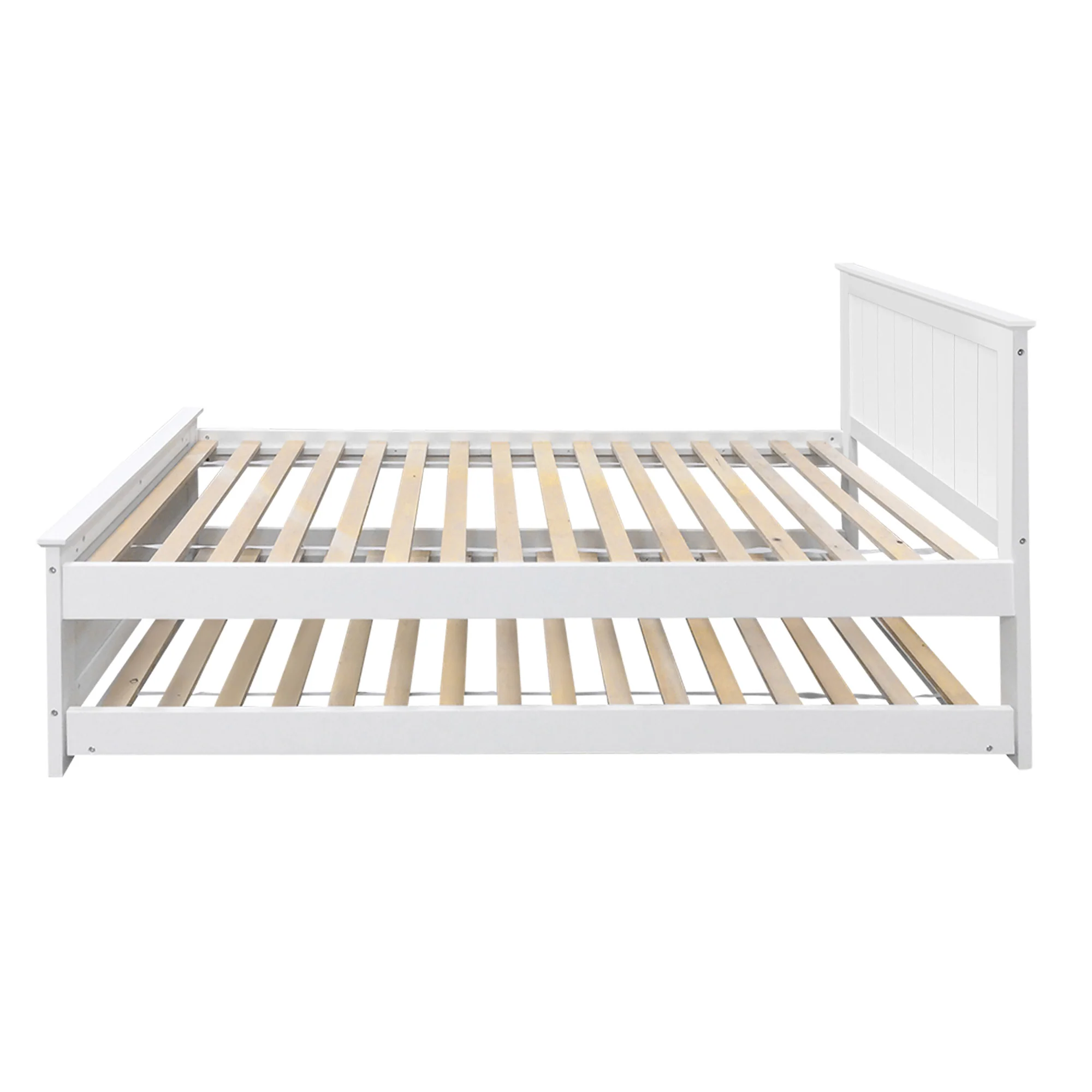 Artiss Bed Frame King Single Size Wooden Trundle Daybed White ELVIS - Image 4