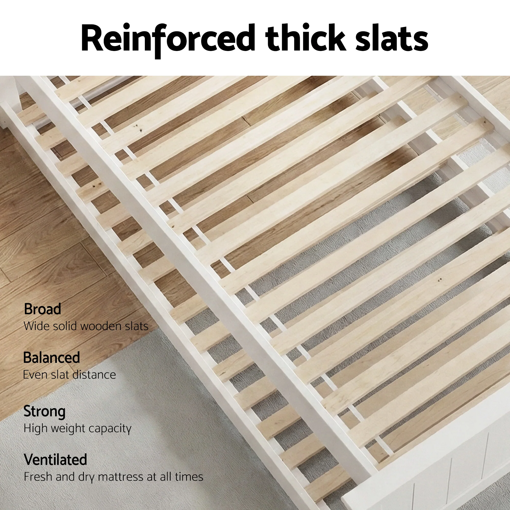 Artiss Bed Frame King Single Size Wooden Trundle Daybed White ELVIS - Image 6