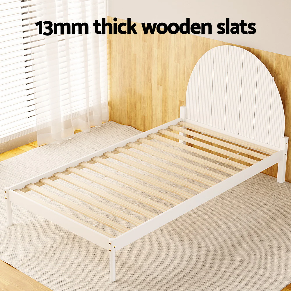 Artiss Bed Frame King Single Size Wooden White DALY - Image 6