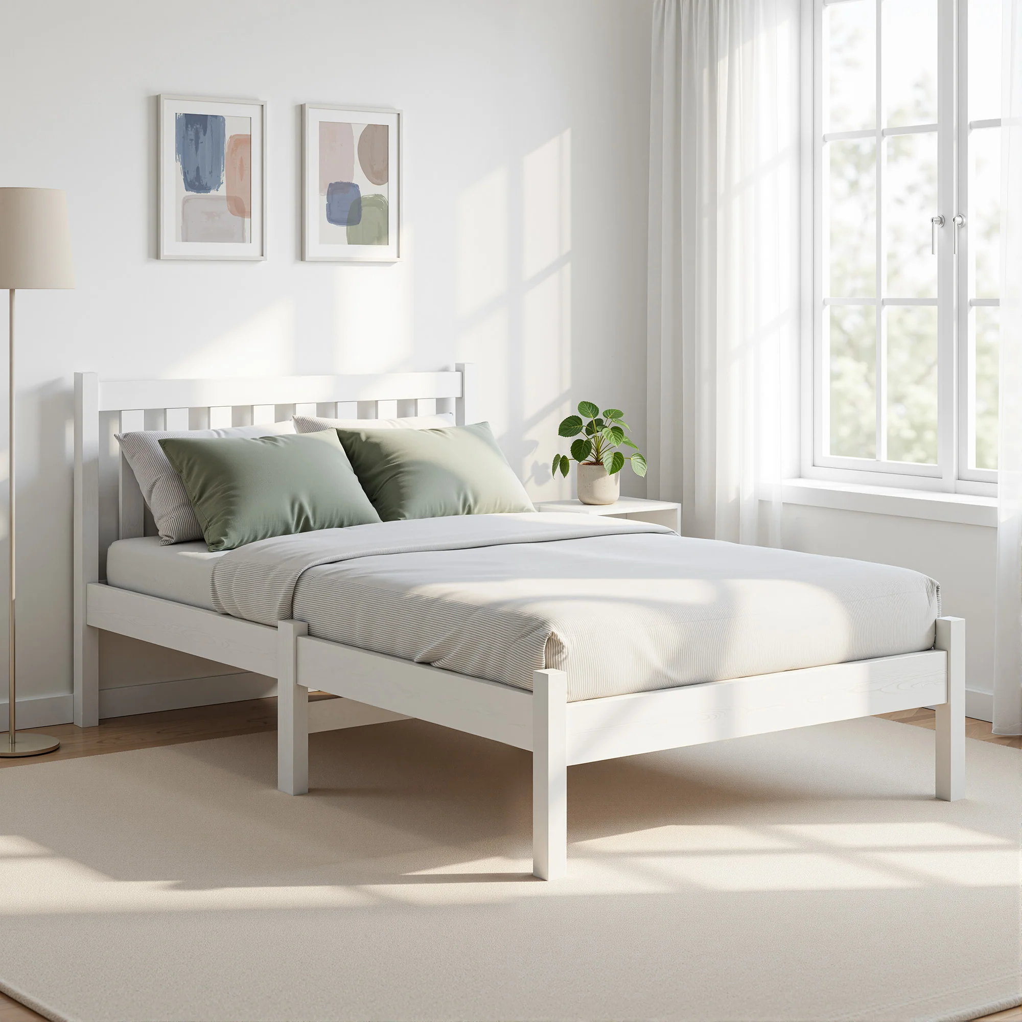 Artiss Bed Frame King Single Size Wooden White SOFIE