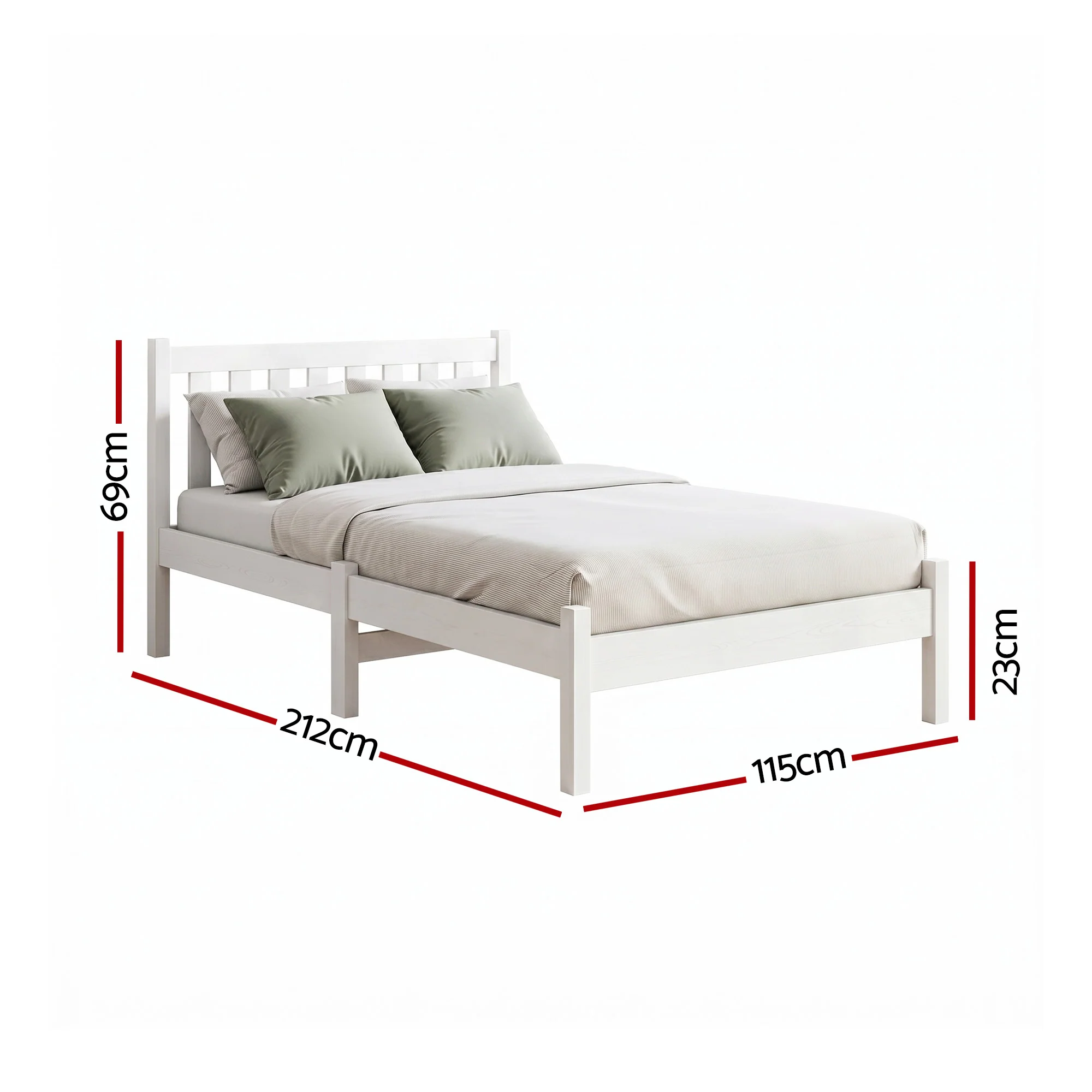 Artiss Bed Frame King Single Size Wooden White SOFIE - Image 3