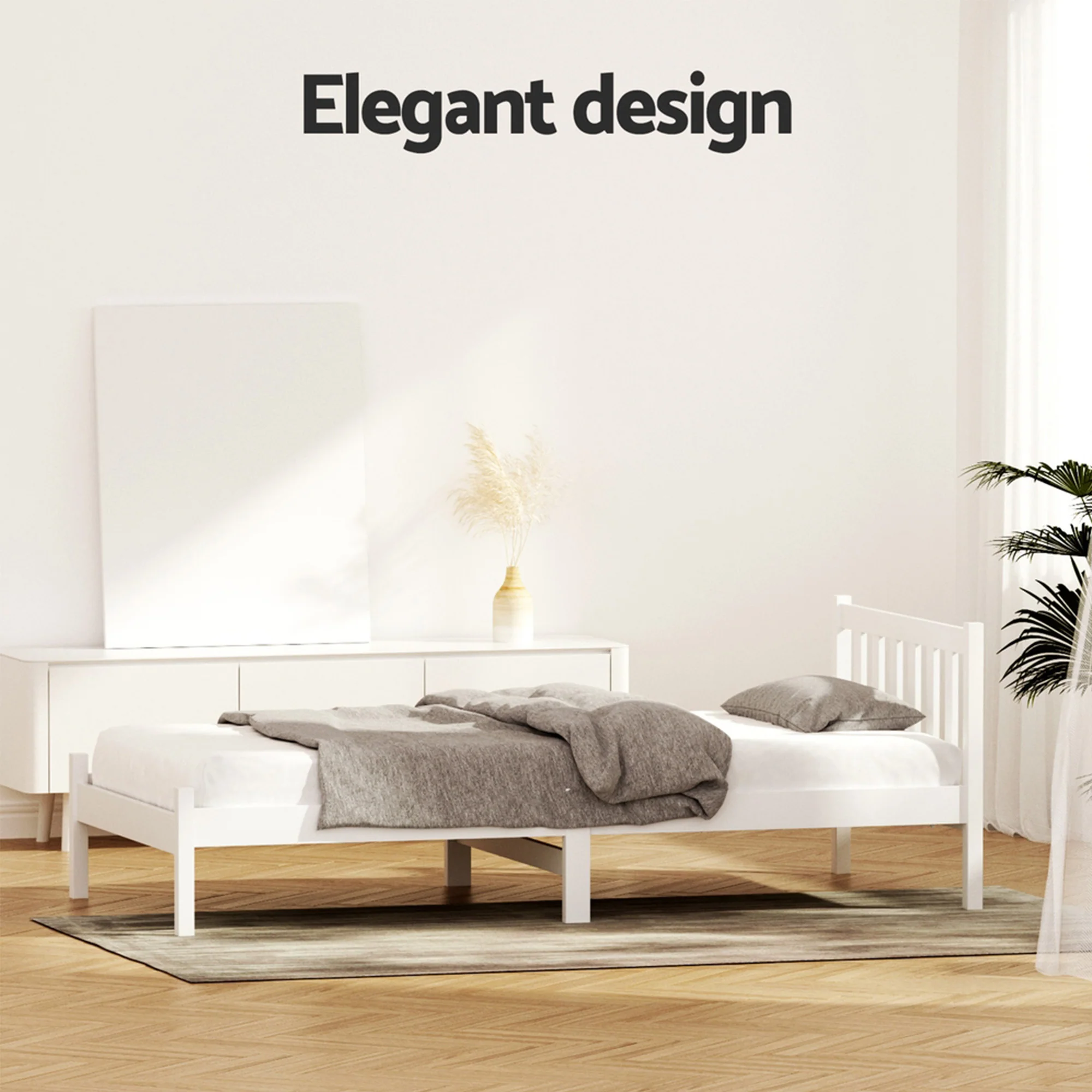 Artiss Bed Frame King Single Size Wooden White SOFIE - Image 6